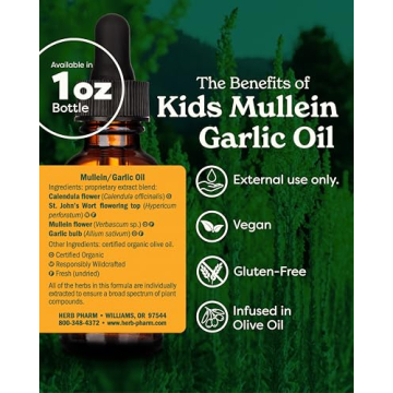 Herb Pharm Kids Mullein Garlic Oil for Natural Ear Health