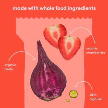 Cerebelly Toddler Snack Bars | Organic Strawberry Beet Smart Bars | Healthy Snack Bars for Kids | 16 Brain-supporting Nutrients, Gluten Free, Nut Free, No Added Sugar | Pack of 30