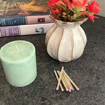 2" Light Pink Tip Safety Matches | Set of 200+ Bulk Artisan Matchsticks with Striker Stickers by Thankful Greetings | Decorative & Unique Candle Lighting, Home Decor, Wedding Giveaways, & Events