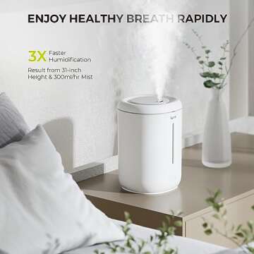 Syvio Humidifiers for Bedroom Large Room, Easy to Clean Humidifier Ultrasonic & Essential Oil Diffus...