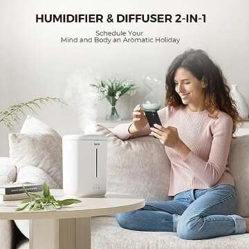 Syvio Humidifiers for Bedroom Large Room, Easy to Clean Humidifier Ultrasonic & Essential Oil Diffuser, Room Humidifier for Bedroom Baby Plant Cool Mist, Top Fill, Quiet, 360° Nozzle, Auto Off, 2.8L …