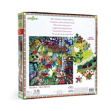 eeBoo: Piece and Love Bountiful Garden 1000 Piece Square Adult Jigsaw Puzzle, Glossy, Sturdy Pieces, Minimal Puzzle Dust