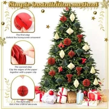 Rossesay 27 Pcs Paper Christmas Ornaments Xmas Mini Paper Honeycomb Lantern with Glitter Edge Vintage Christmas Party Decoration Christmas Paper Tree Ornaments for Party Tree Indoor(Red, Green, Gold)