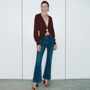 URBAN REVIVO Women's V-Neck Cropped Cardigan Unmatched Elegance