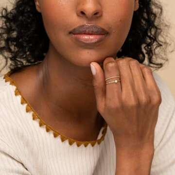 FUNEIA 8PCS 14K Gold Plated Stacking Rings for Women Size 4 to Size 12 Gold Silver Stackable Knuckle...