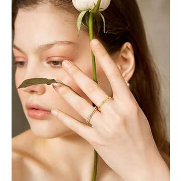 FUNEIA 8PCS Gold Plated Stacking Rings for Women