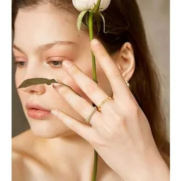 FUNEIA 8PCS Gold Plated Stacking Rings for Women