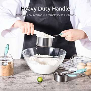 Measuring Cups : U-Taste 18/8 Stainless Steel Measuring Cups and Spoons Set of 10 Piece, Upgraded Thickness Handle(Aqua Sky)