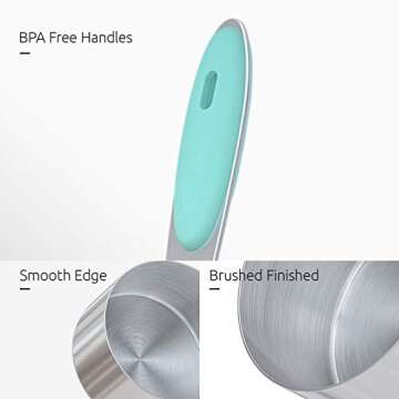 Measuring Cups : U-Taste 18/8 Stainless Steel Measuring Cups and Spoons Set of 10 Piece, Upgraded Thickness Handle(Aqua Sky)