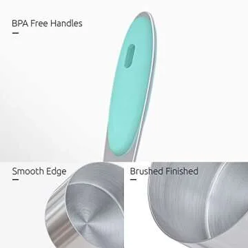 Measuring Cups : U-Taste 18/8 Stainless Steel Measuring Cups and Spoons Set of 10 Piece, Upgraded Thickness Handle(Aqua Sky)