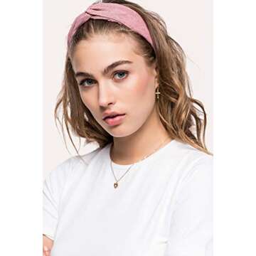 Huachi Turban Headbands for Women Wide Head Wraps Knotted Elastic Teen Girls Yoga Workout Solid Color Hair Accessories, 6 Pack