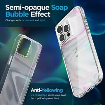 Case-Mate Soap Bubble iPhone 14 Pro Max Case [10ft Drop Protection] [Wireless Charging Compatible] Luxury Cover for iPhone 14 Pro Max 6.7", Iridescent Swirl Effect, Anti-Scratch, Slim Fit - Iridescent