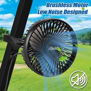Roykaw Golf Cart Fan Portable USB Input Compatible with EZGO Club Car Yamaha, 3-speed Settings, 360 Degree Rotation, Long Lasting, Low Noise Designed, Quick Release & Won't Fall off