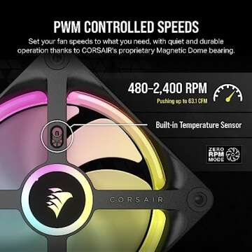 Corsair iCUE LINK QX120 RGB 120mm Magnetic Dome RGB Fans - Triple Fan Starter Kit with iCUE LINK System Hub - Black