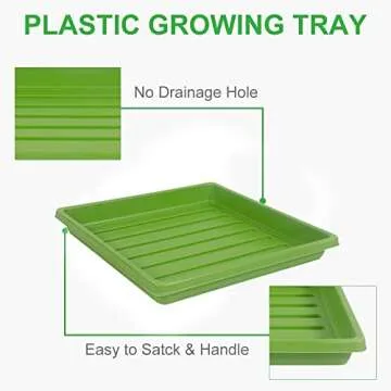 RooTrimmer 10-Pack Microgreens Seed Starter Grow Trays for Seedlings, Shallow Seeding Germination Flats Non Standard 1010 Tray no Holes Plant Sprouter Propogation Tray