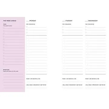 52 Lists Planner Undated 12-month Monthly/Weekly Spiralbound Planner with Pocket s (Black Floral): Includes Prompts for Well-Being, Reflection, Personal Growth, and Daily Gratitude