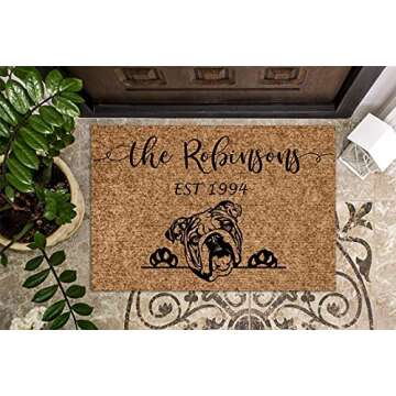 Custom Coconut Coir Doormat with English Bulldog, Personalized Doormat, Bulldog Welcome Mat, Housewa...