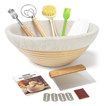 Kootek Banneton Bread Proofing Basket, 9 Inch Round Sourdough Starter Kit, Bread Baking Supplies Too...