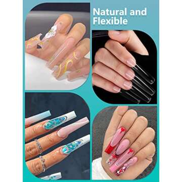 504PCS 3XL Clear Nail Tips for Acrylic Nails Professional, XXXL Extra Long Tapered Square Full Cover...