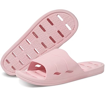 FINLEOO Shower Sandal Slippers with Drainage Holes Quick Drying Bathroom Slippers Gym Slippers Soft ...