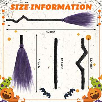 3 Pack Halloween Crooked Witch Broom Crooked Witch Broomstick Cosplay Plastic Wizard Broomstick Broo...