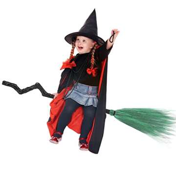 3 Pack Halloween Crooked Witch Broom Crooked Witch Broomstick Cosplay Plastic Wizard Broomstick Broom Props for Kids Halloween Costume Decorations Party Decor, 3 Colors