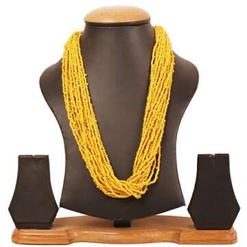 Touchstone New Indian Bollywood Desire Exclusively Handcrafted Twisted Charming Look Exclusive Gorgeous Yellow Color 20 Strands Fresh Fashion Exclusive Designer Jewelry Necklace for Women.
