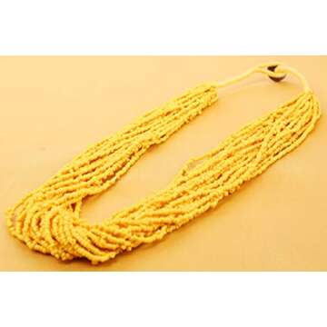 Touchstone New Indian Bollywood Desire Exclusively Handcrafted Twisted Charming Look Exclusive Gorgeous Yellow Color 20 Strands Fresh Fashion Exclusive Designer Jewelry Necklace for Women.