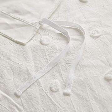 Urban Habitat Queen Duvet Cover Set 100% Cotton Jacquard Tufts, Shabby Chic, All Seasons Microfiber Bedding Duvet Covers, Shams, Decor Pillows, Full/Queen (88 in x 92 in), Brooklyn, Ivory 7 Piece