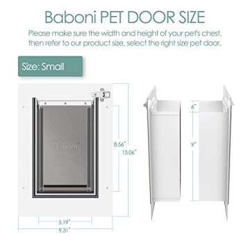 Durable Baboni Pet Door for Small Dogs and Cats