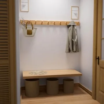 Stylish Bamboo Wall Mounted Coat Rack with 10 Pegs