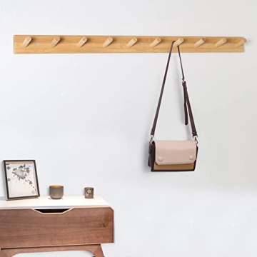 Stylish Bamboo Wall Mounted Coat Rack with 10 Pegs
