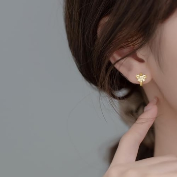 Reffeer Bow Hoop Earrings - 925 Silver Huggie Earrings