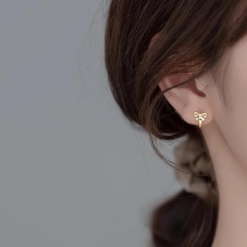 Reffeer Bow Hoop Earrings - 925 Silver Huggie Earrings