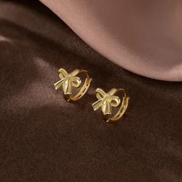 Reffeer Bow Hoop Earrings - 925 Silver Huggie Earrings