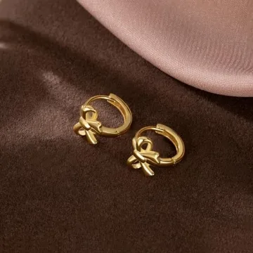 Reffeer Bow Hoop Earrings - 925 Silver Huggie Earrings