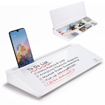 Compact Glass Desktop Whiteboard with Storage - Perfect for Office & Home