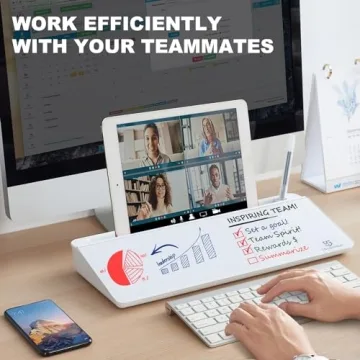 Glass Desktop Whiteboard with Storage Organizer & Markers