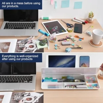 Glass Desktop Whiteboard with Storage Organizer & Markers