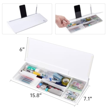 Glass Desktop Whiteboard with Storage Organizer & Markers