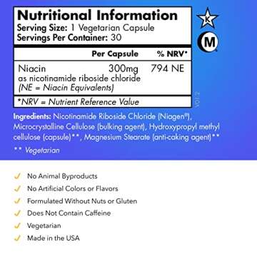 90ct/300mg Multi Award Winning Patented NAD+ Boosting Supplement Nicotinamide Riboside (NR) for Heal...