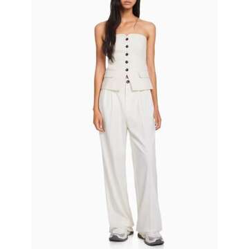 Cicy Bell Sleeveless Button Blazer Vest for Workwear Style