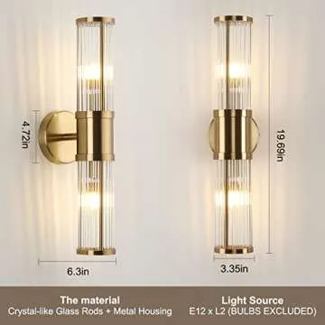 ECOBRT Vintage Glass Rods Vanity Wall Light Fixture