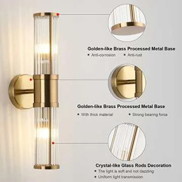 ECOBRT Vintage Glass Rods Vanity Wall Light Fixture