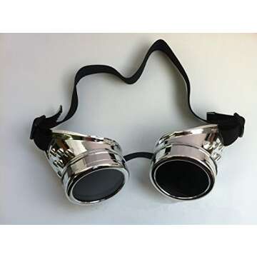 AOBOR Steampunk Goggles Glasses Vintage Welding Gothic Silver Glasses