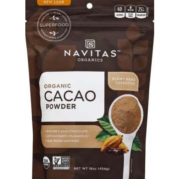 Navitas Organics Cacao Powder, Bags, 30 Servings, 1 Pound (Pack of 1), 16 Ounce