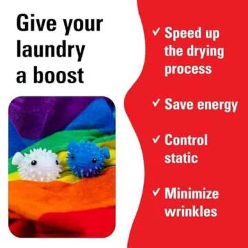 Kikkerland Set of Two Reusable Dryer Buddies for Laundry – Fabric Softener Dryer Balls – Control Static, Remove Wrinkles, Dry Clothes Faster, Puffer Fish