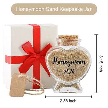 Honeymoon Sand Keepsake Jar 2024, Romantic Honeymoon Gifts for Newlywed Couple, Bride & Groom, Brida...