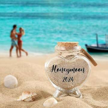 Honeymoon Sand Keepsake Jar 2024, Romantic Honeymoon Gifts for Newlywed Couple, Bride & Groom, Bridal Shower Gifts, Wedding Registry, Engagement, Unique Travel Gift Ideas, Honeymoon Essentials