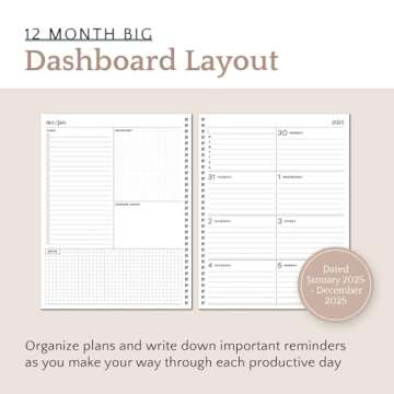 Organized by Happy Planner Dated 12-Month Planner, Jan.–Dec. 2025 Daily, Weekly, and Monthly Planner, Big Size, Dashboard Layout, Hues of Blues, 72 Pages, 12 Dividers, 2 Sticker Sheets, 9" x 11"